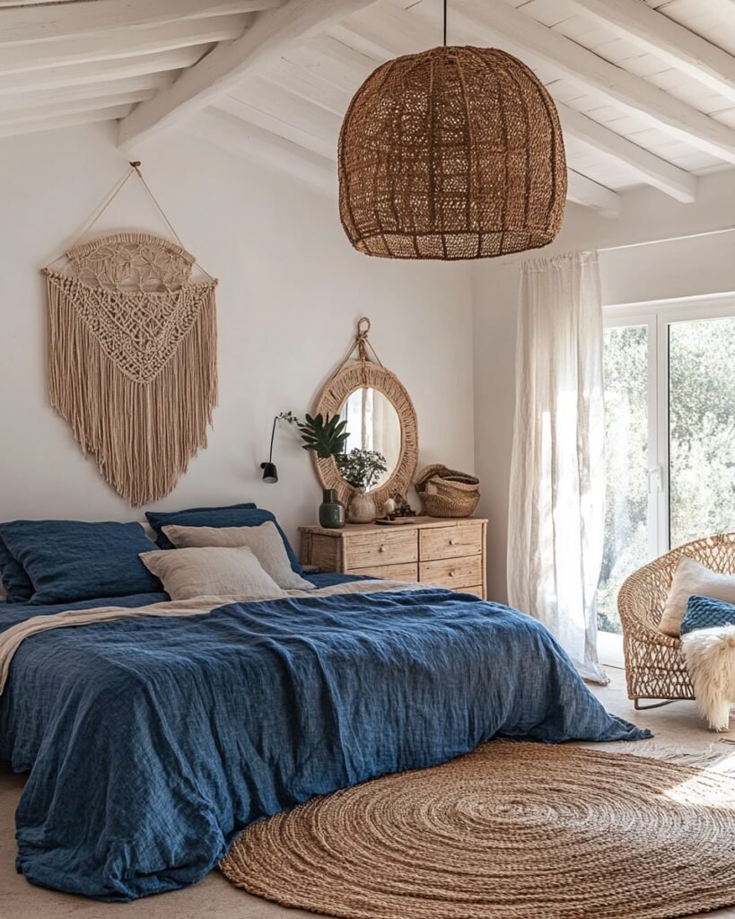 Natural Texture and Blue Accents
