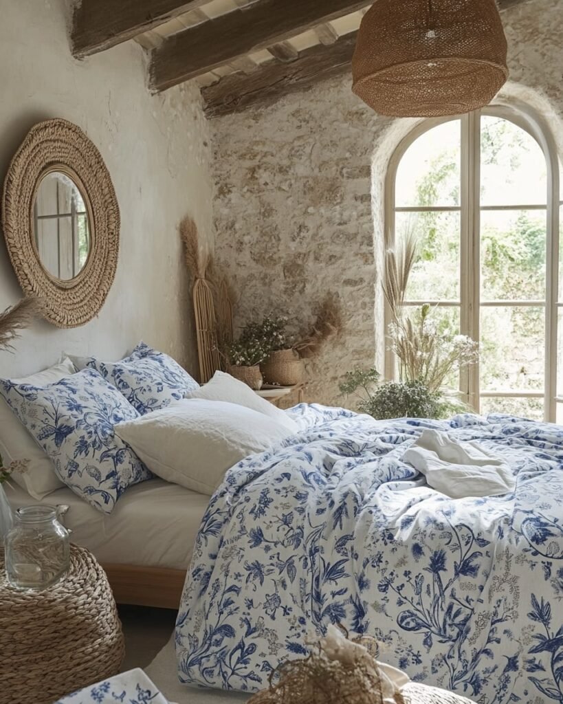 Countryside Serenity with Blue Botanical