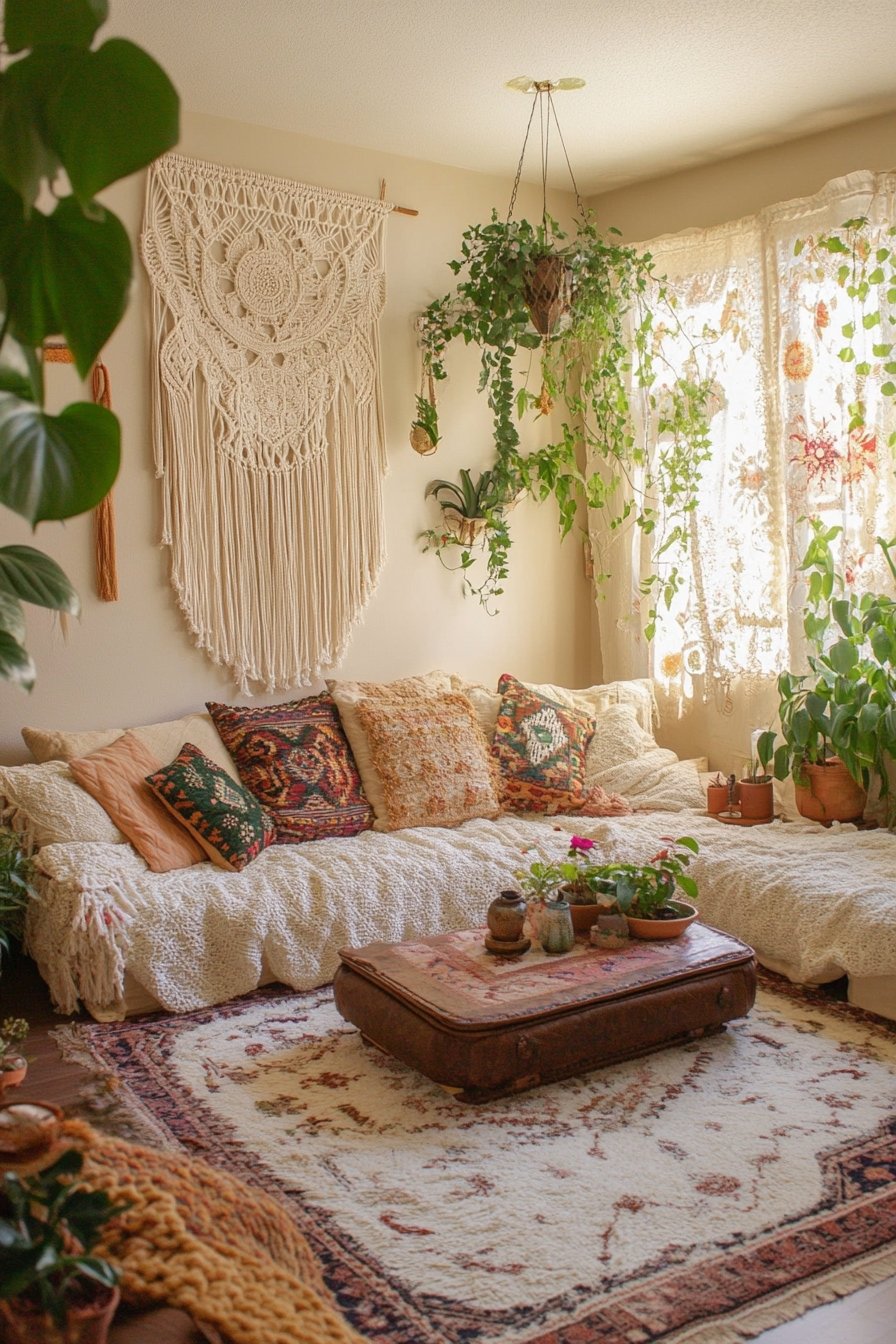 5. Featuring Macramé and Vibrant Greenery