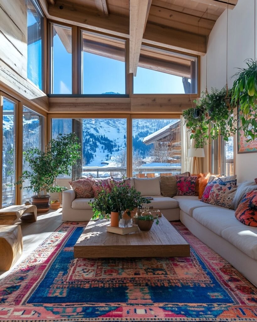 Boho Living Room with Mountain Views