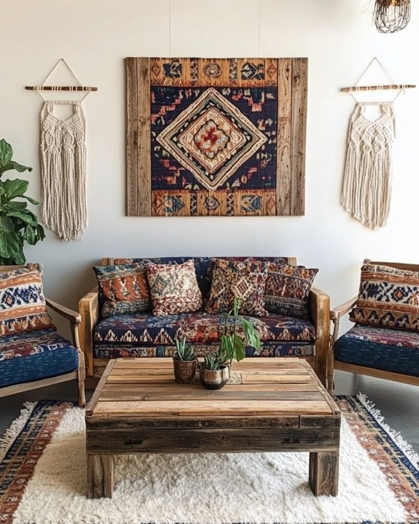 Artisan Textiles and Wood Accents