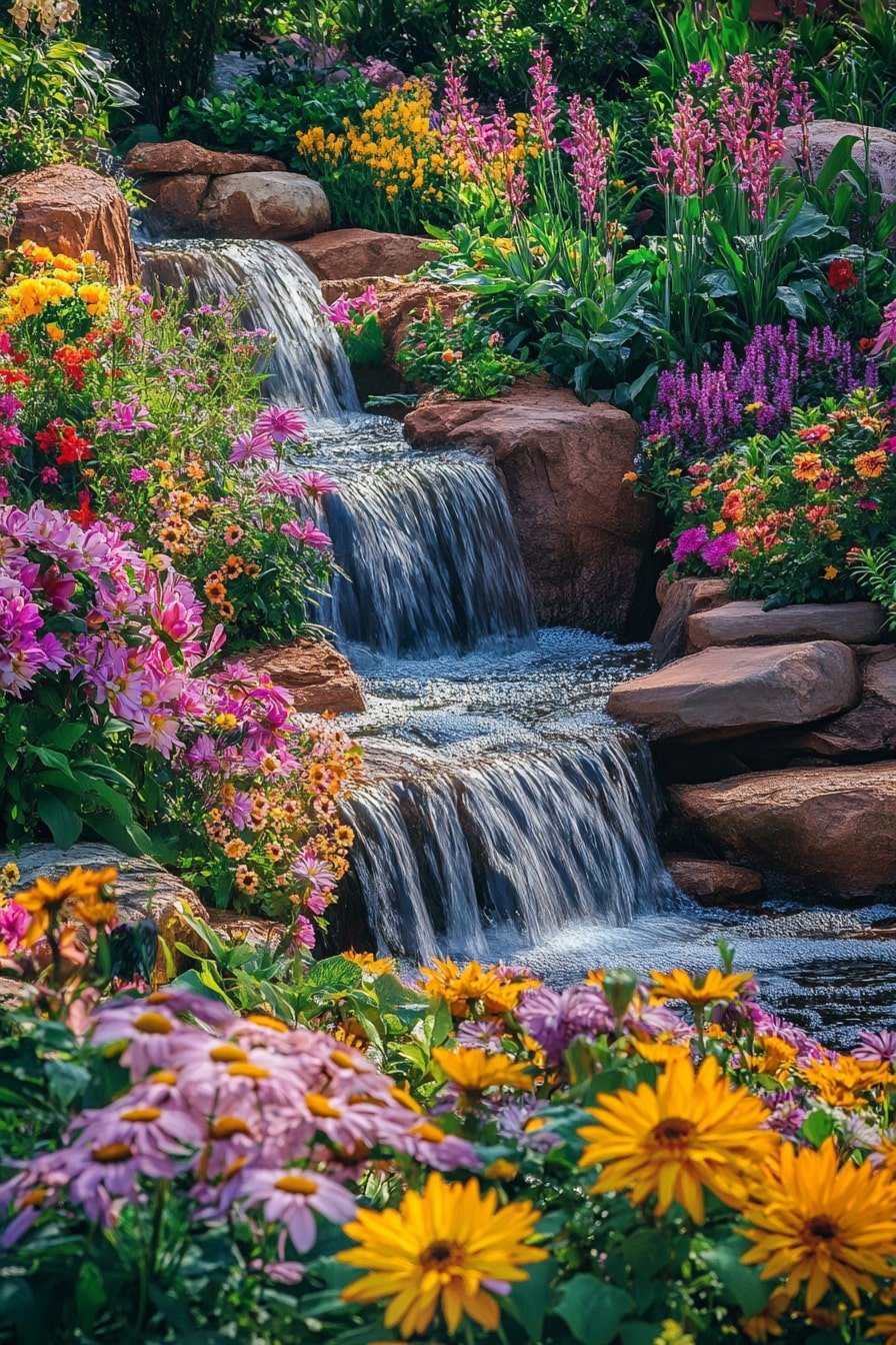 Create a Vibrant Floral Waterfall Garden