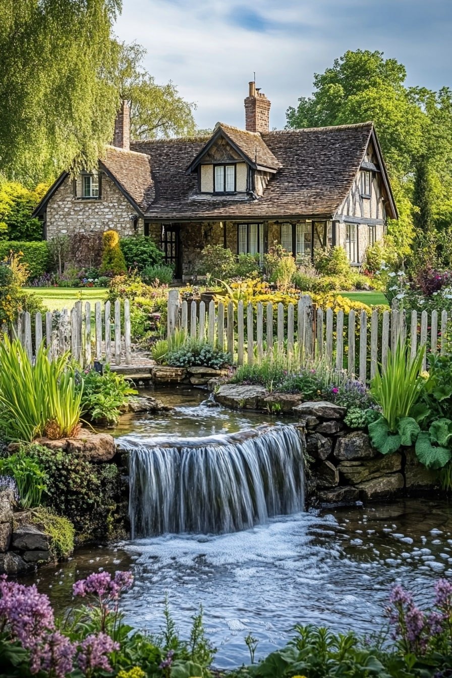 Enhance Your Cottage Garden with a Cascading Waterfall Pond