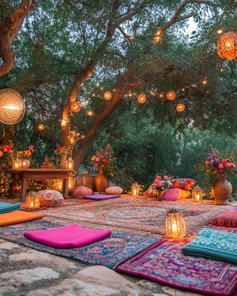 Bohemian Forest Retreat with Lantern Glow
