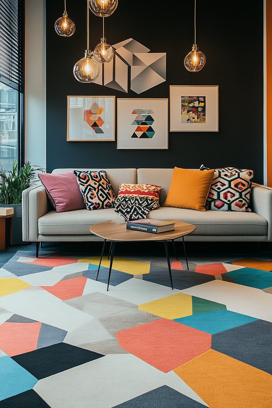 13. Vibrant Geometric Living Room Design