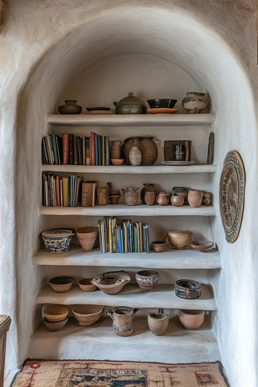 24. Arched Alcove Shelves for Cookbooks