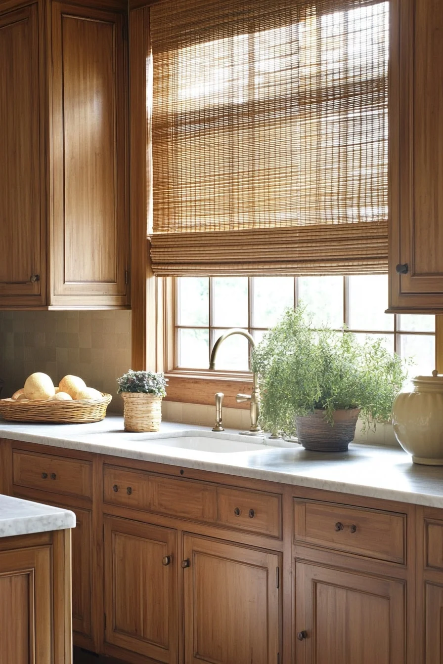 21. Bamboo Blinds and Earthy Walls