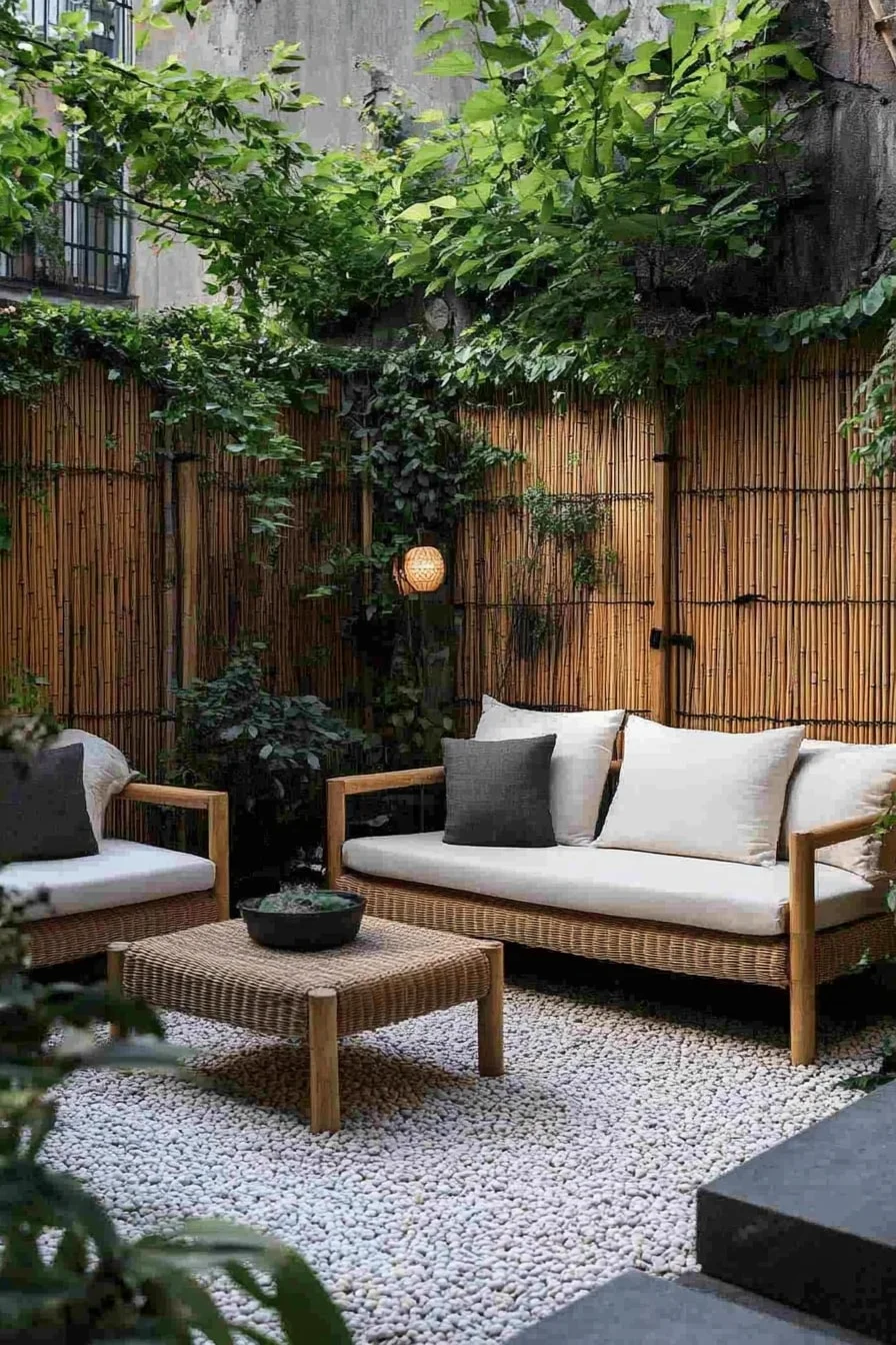 Bamboo Fencing with Modern Furniture