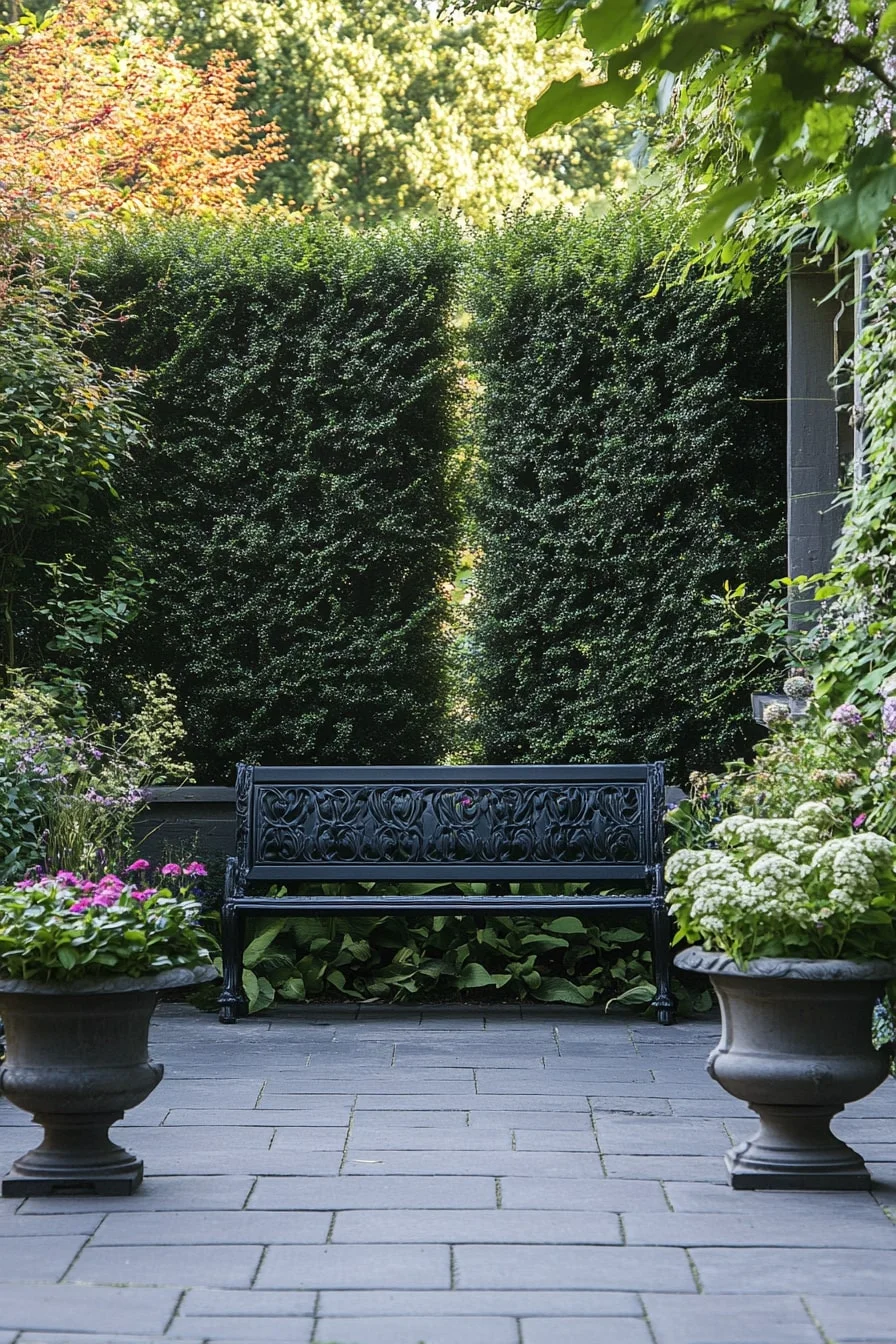 Bench Between Tall Planters
