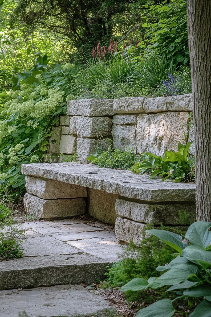 Bench Built into a Stone Wall