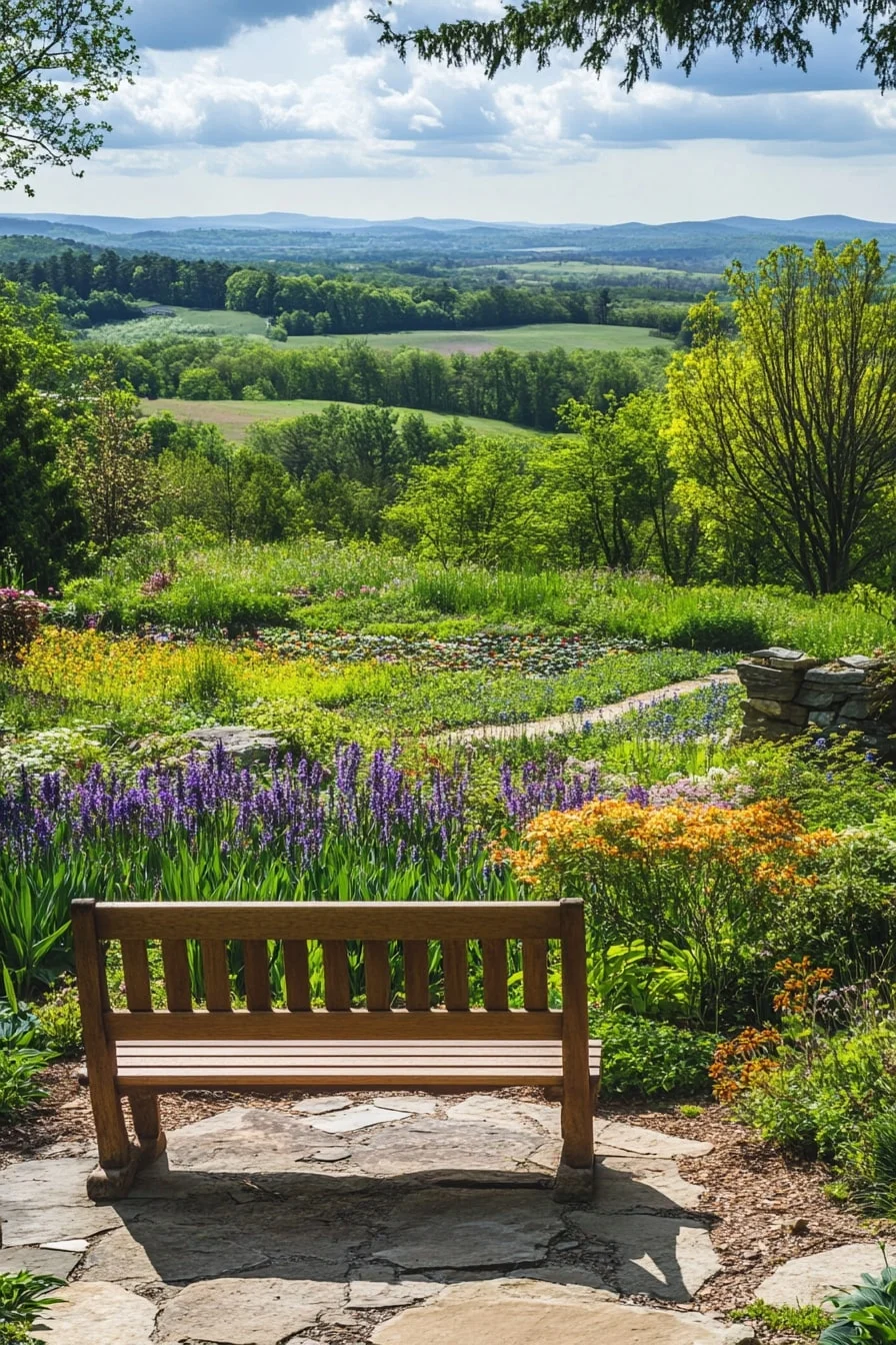 Bench at a Garden Overlook or Viewpoint