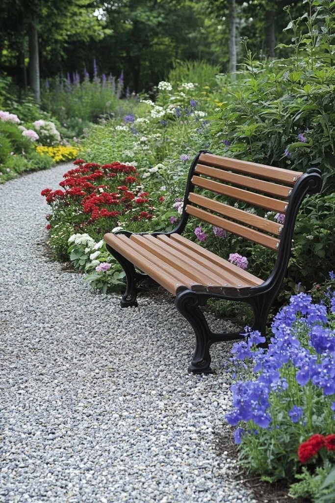 Bench at the End of a Gravel Path