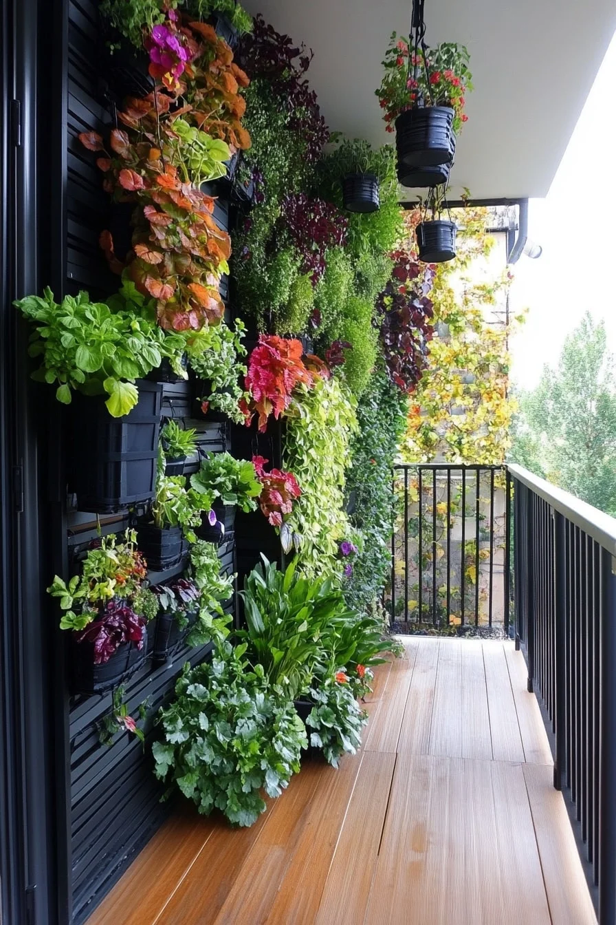 Black Deck with Hanging Planters