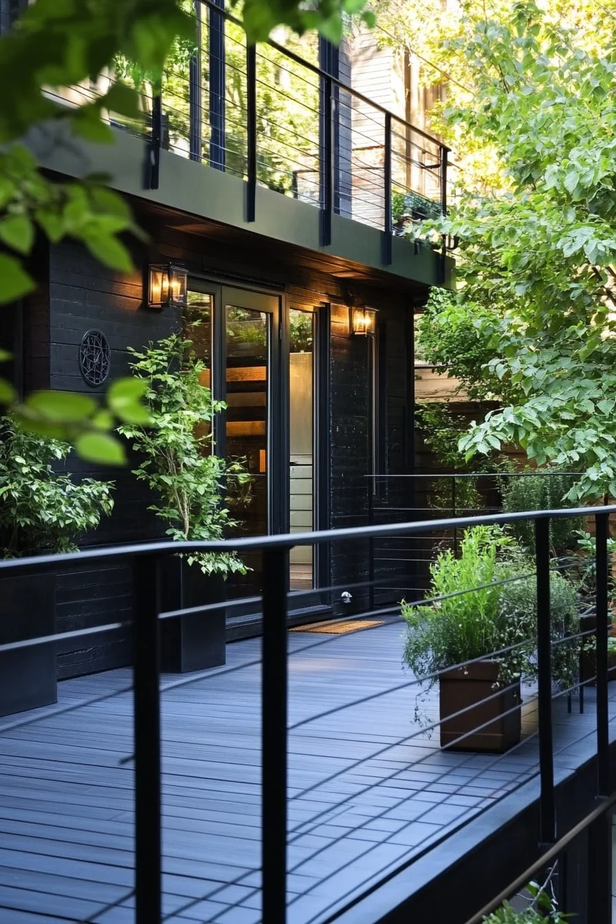 Black Deck with Industrial Steel Railings