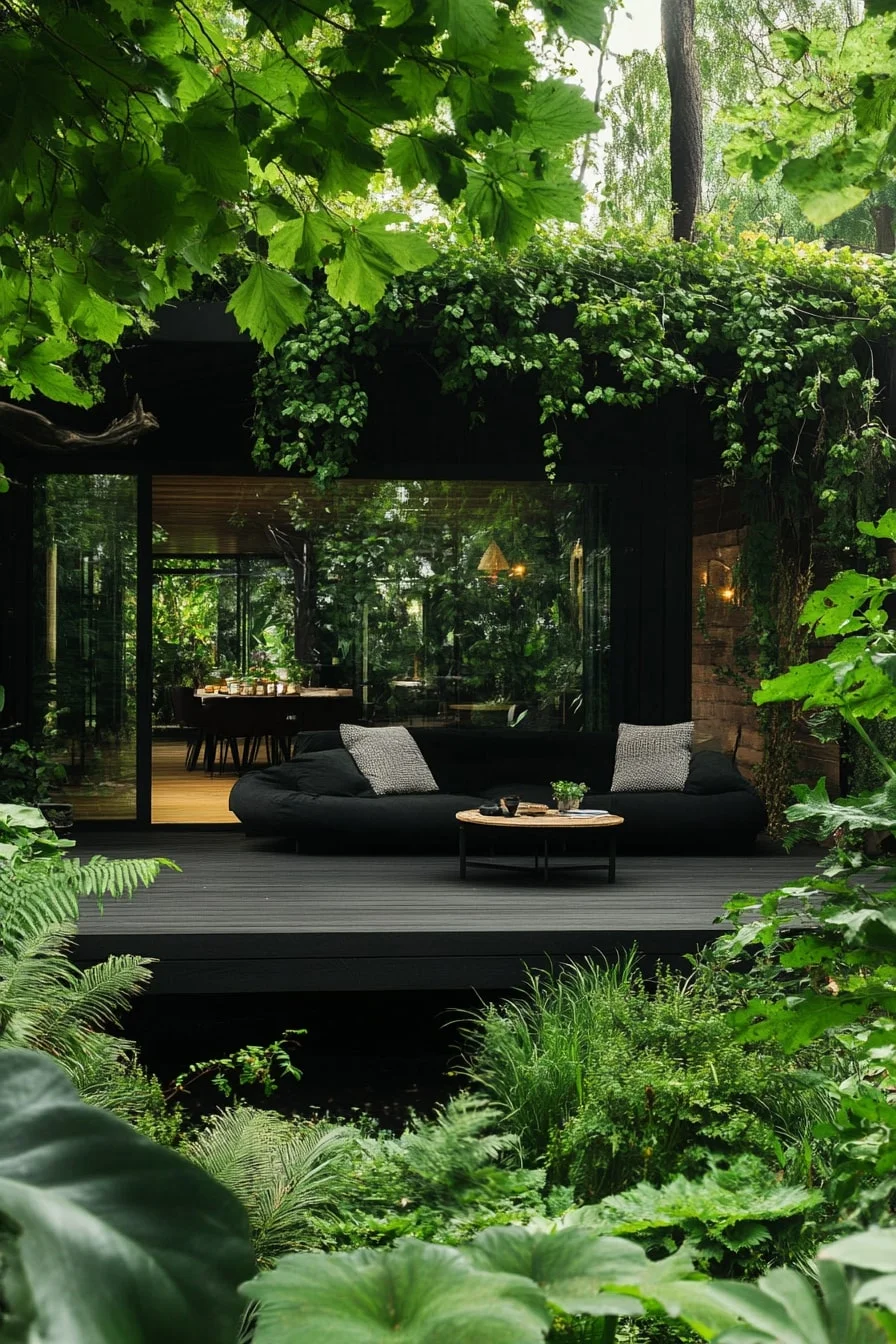 Black Floating Deck in the Garden