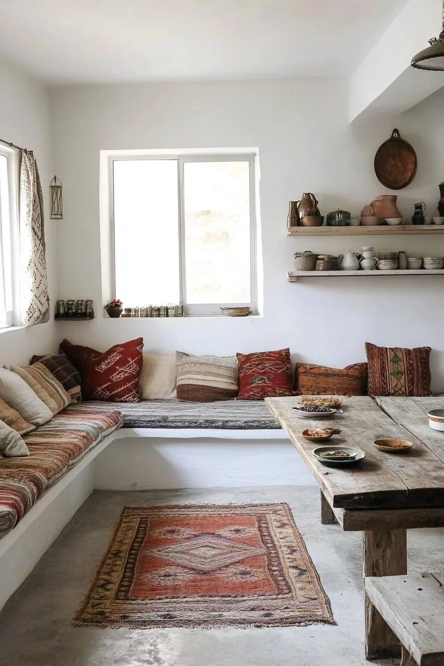 18. Boho Kitchen Nook With Floor Cushions