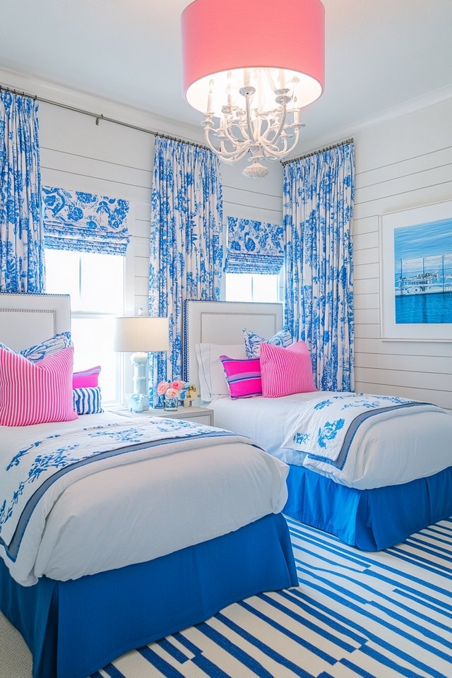 Bold Twin Bedroom Highlighting Coastal Elegance