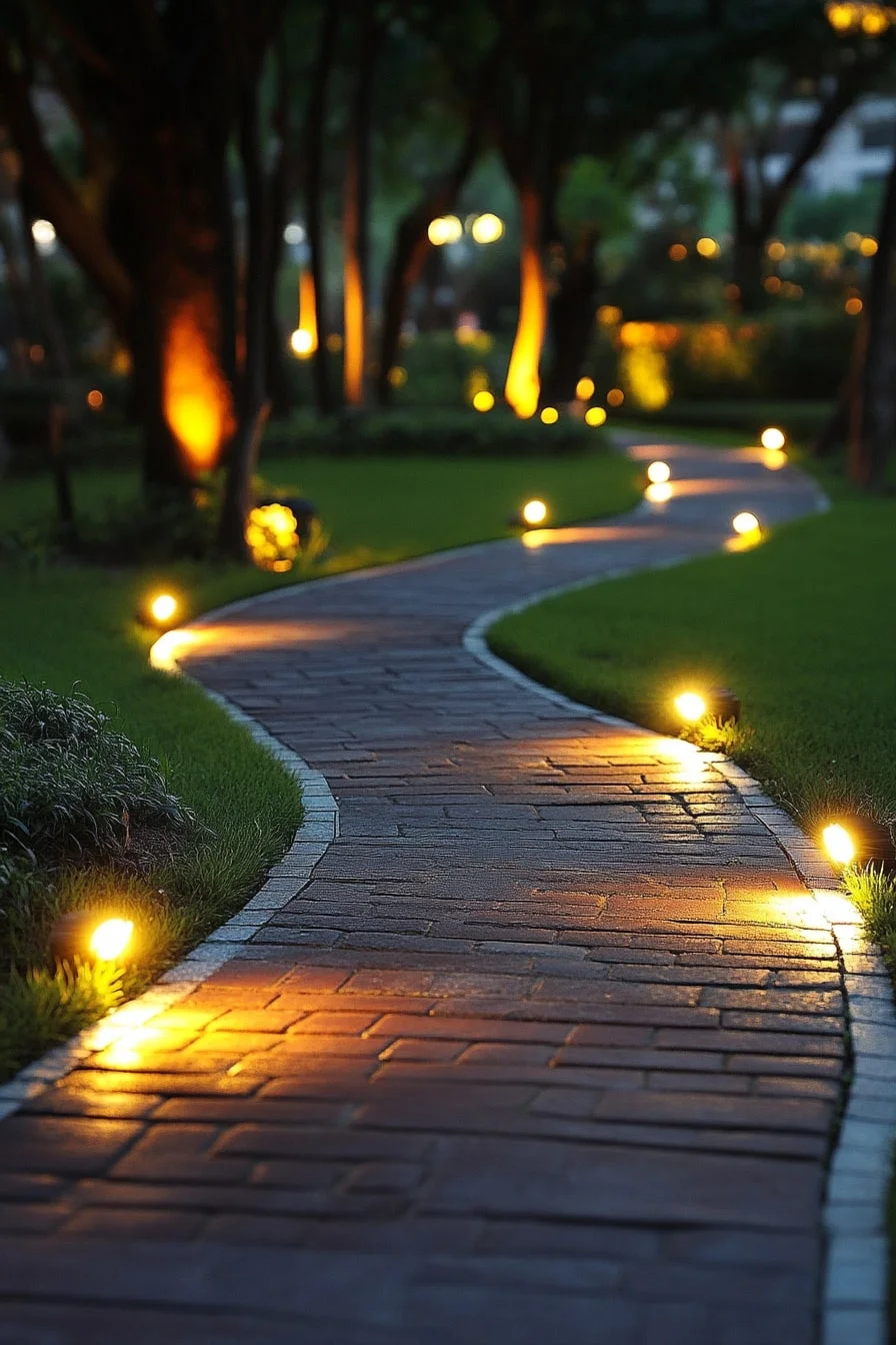17. Brick Ledge with Solar Lights Embedded
