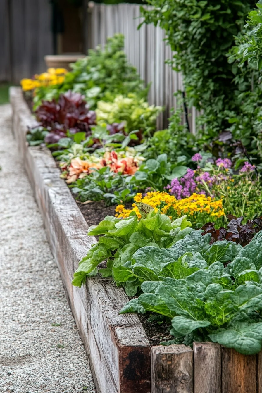 2. Brick Raised Bed Bordering a Wooden Fence