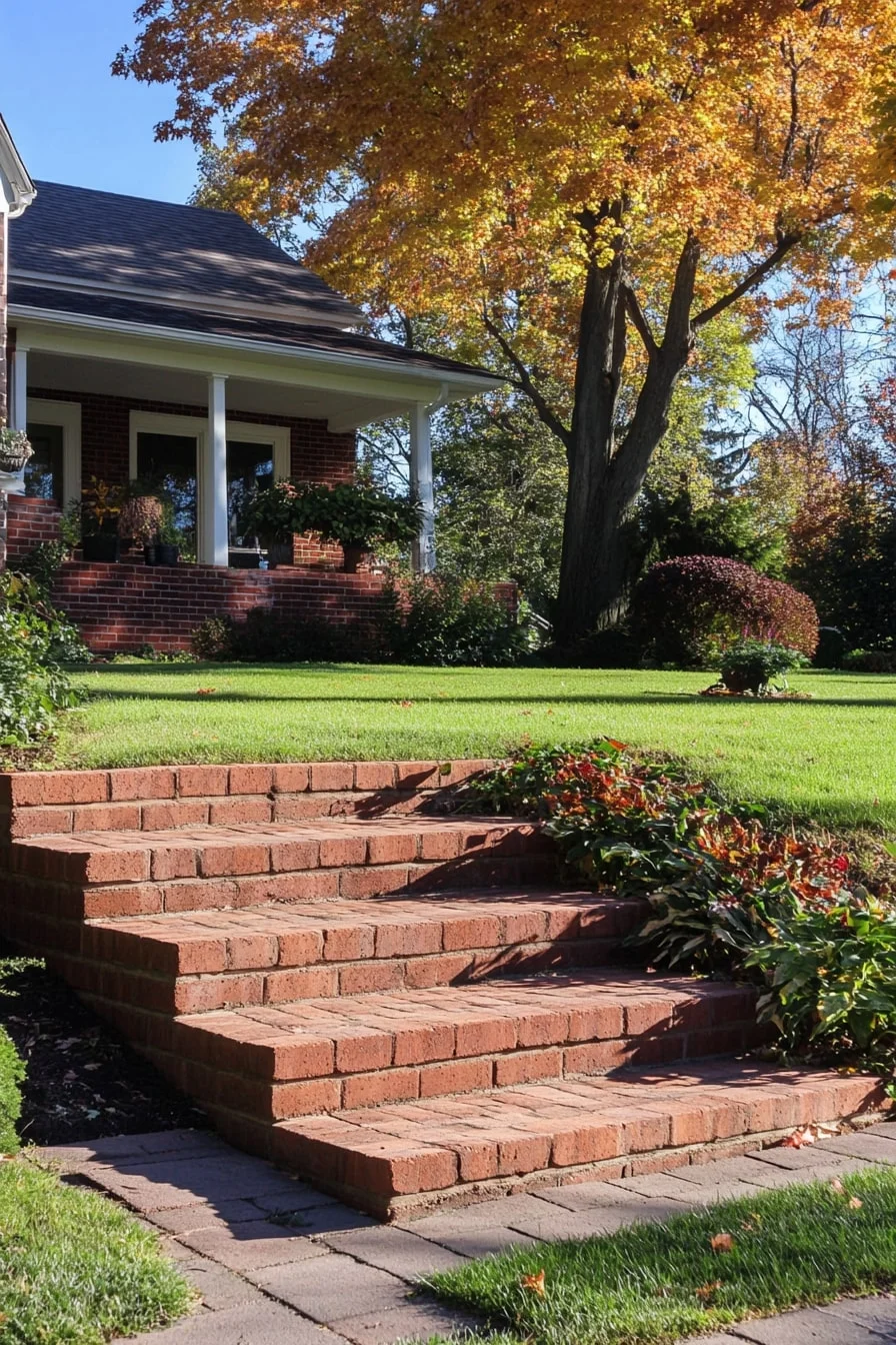 27. Brick Steps Integrated with Lawn Edge