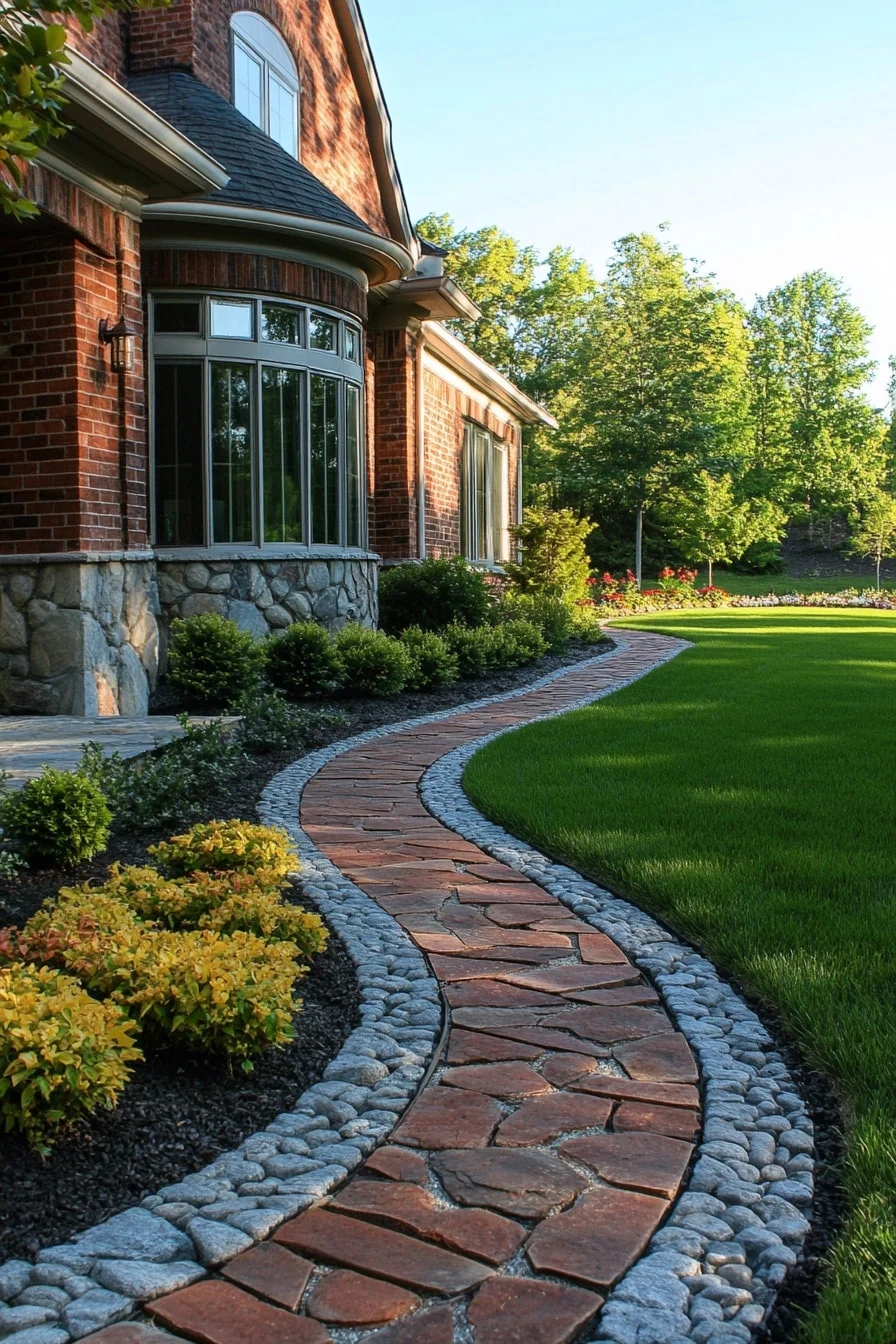 15. Brick Border with Black Mulch Contrast