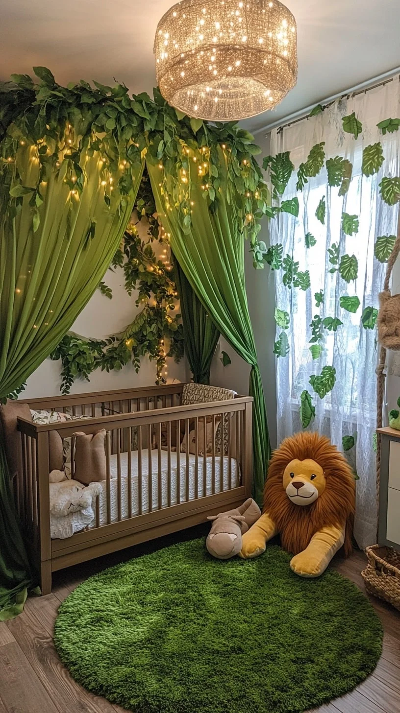 Canopy Crib with Jungle Drapes
