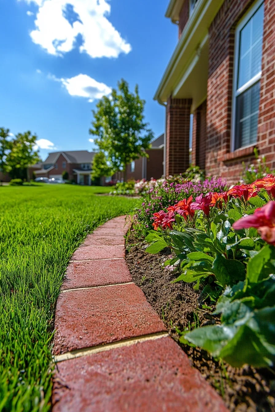 1. Classic Red Brick Mow Strip