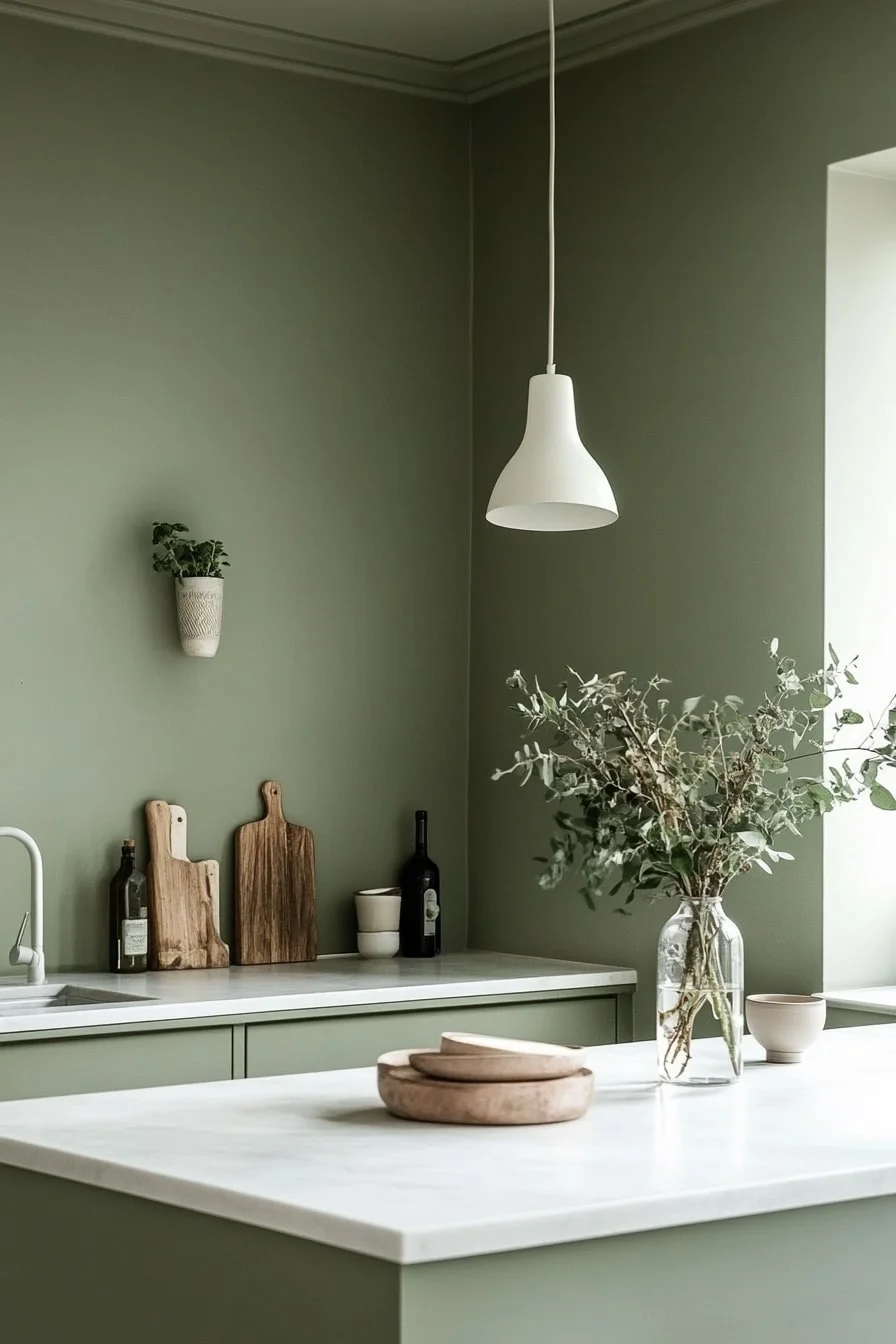15. Clay Pendant Lighting and Muted Color Palette