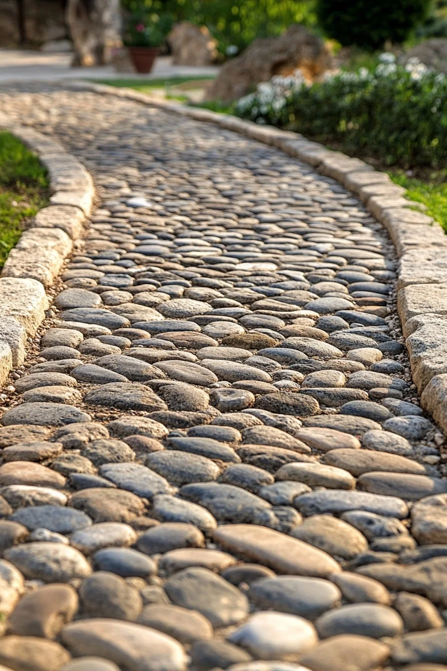16. Cobblestone Border with Gravel Fill