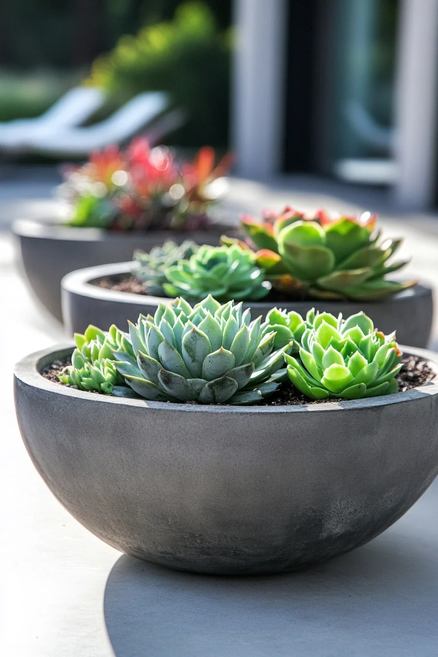 Concrete Bowls with Succulents