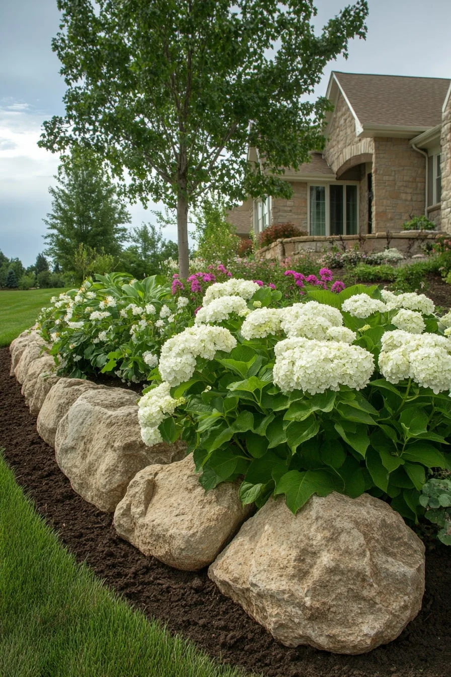 22. Coastal-Inspired Garden With Driftwood and Stones