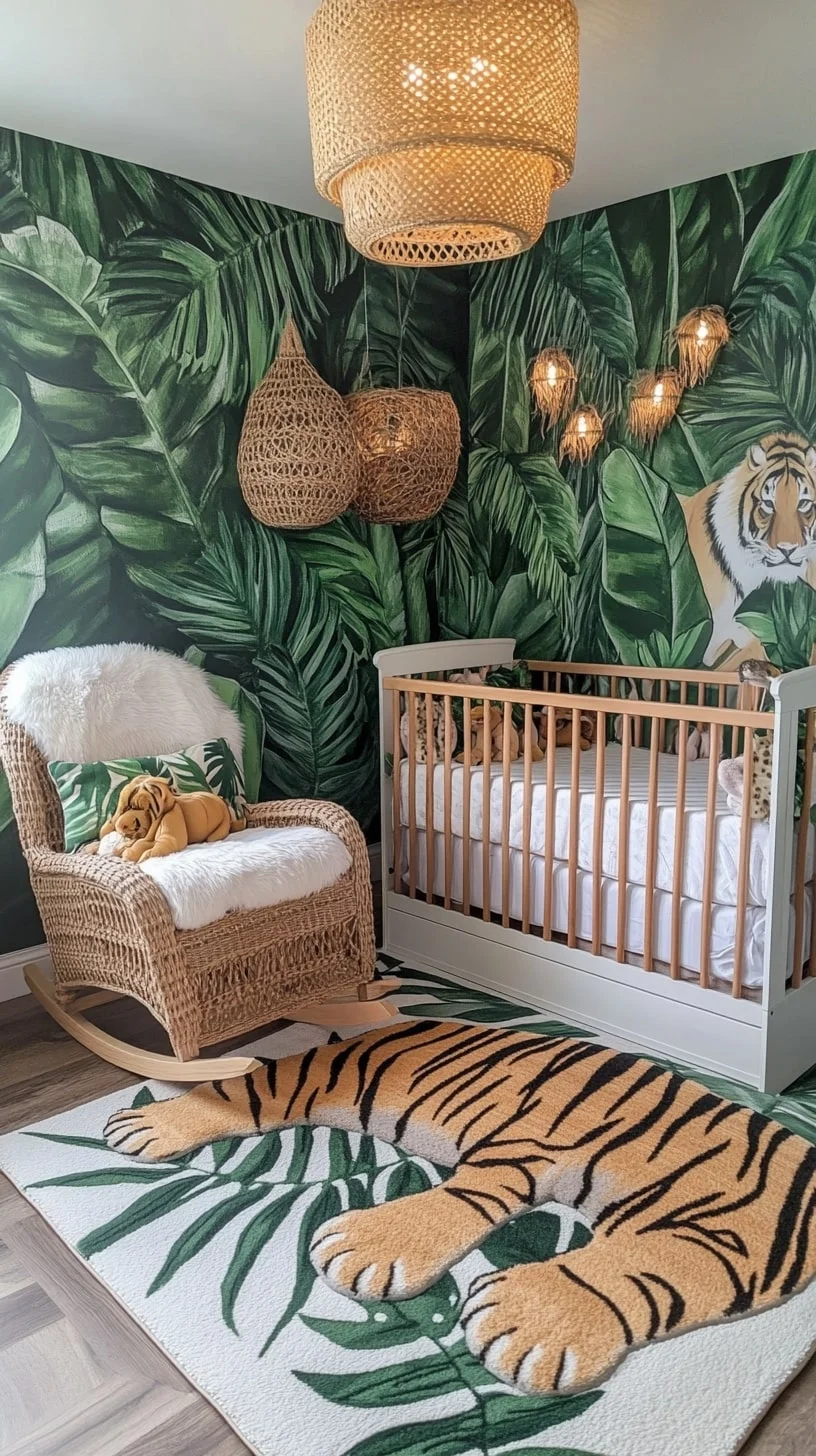 Cozy Jungle-Themed Rocking Area