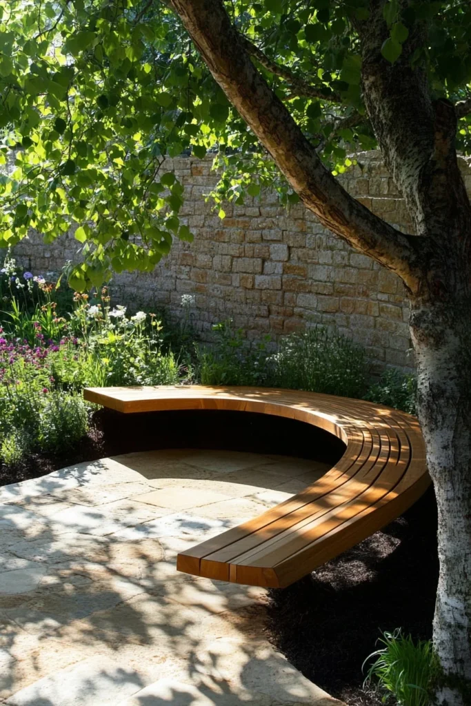 Curved Bench Around a Tree
