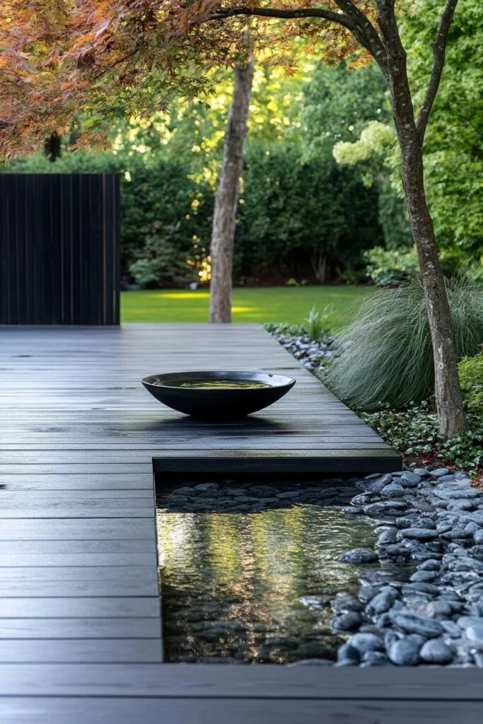 Dark Deck with Water Feature Border