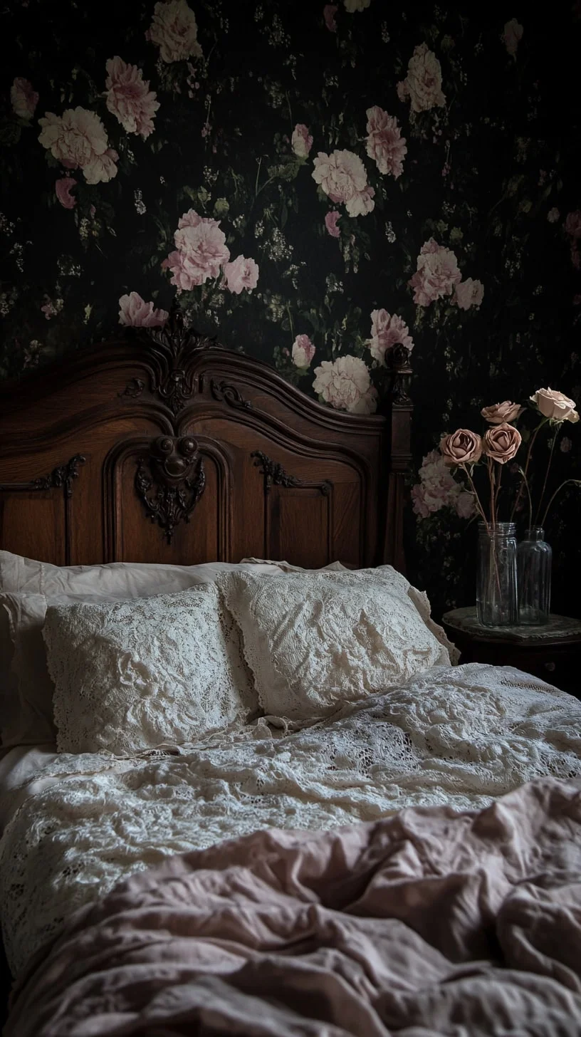 Dark Floral Bedroom Nest