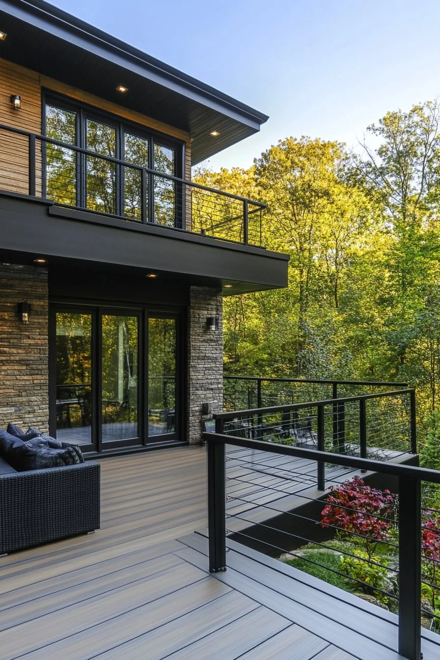 Deck with Black Cable Railings