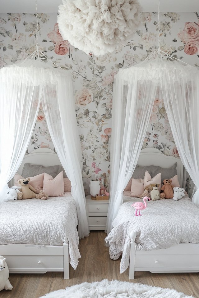 Dreamy Twin Bedroom with Floral Elegance
