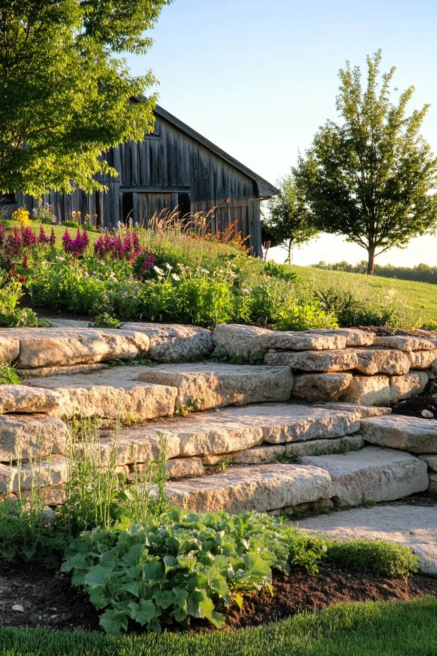 1. Dry-Stacked Stone Raised Bed