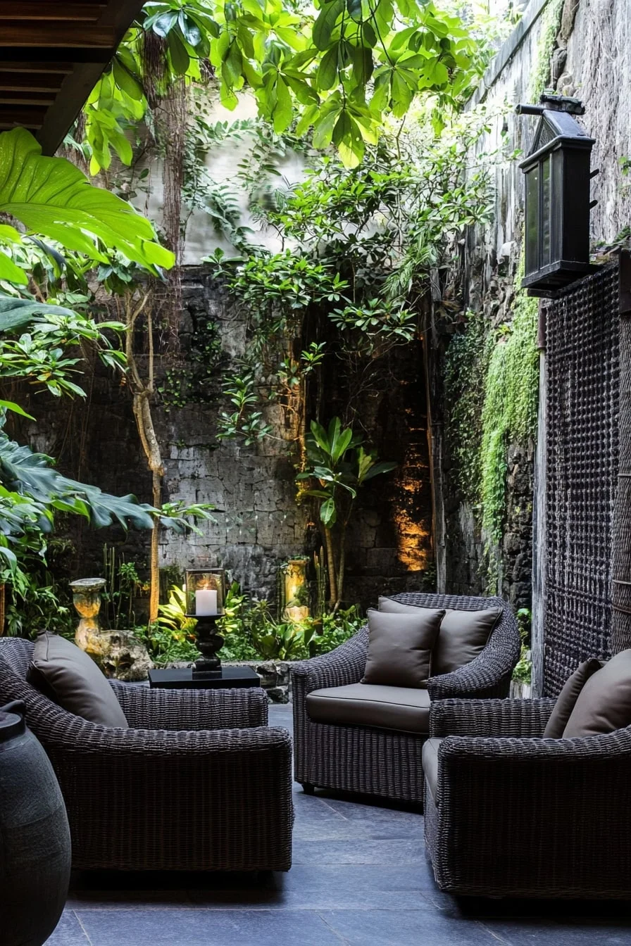 Faux-Wicker Armchairs