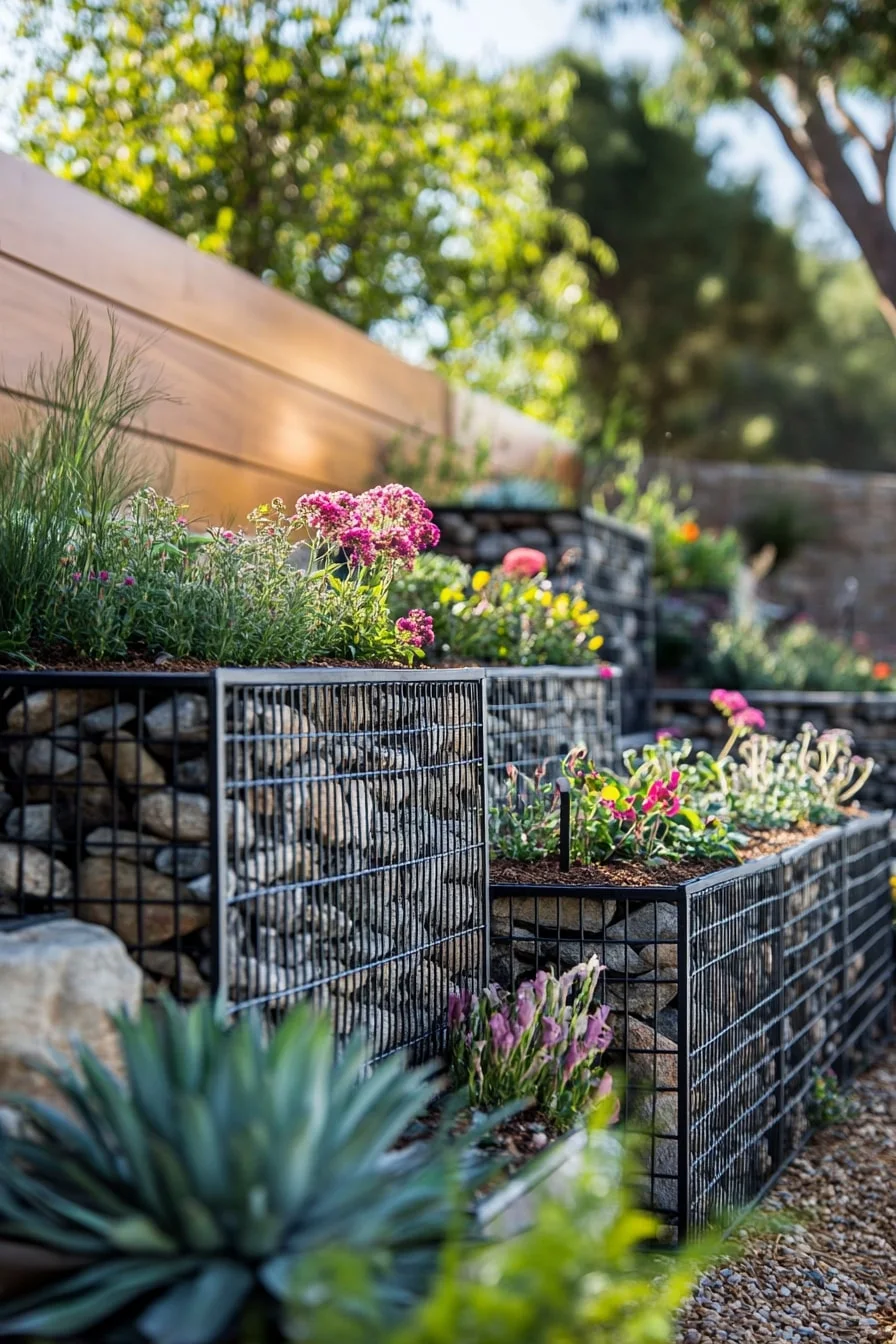 15. Gabion Stone Garden Beds