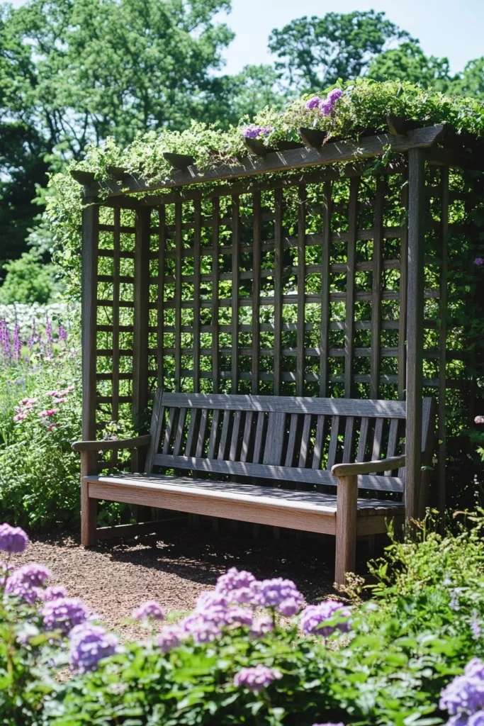Garden Bench with Trellis Back