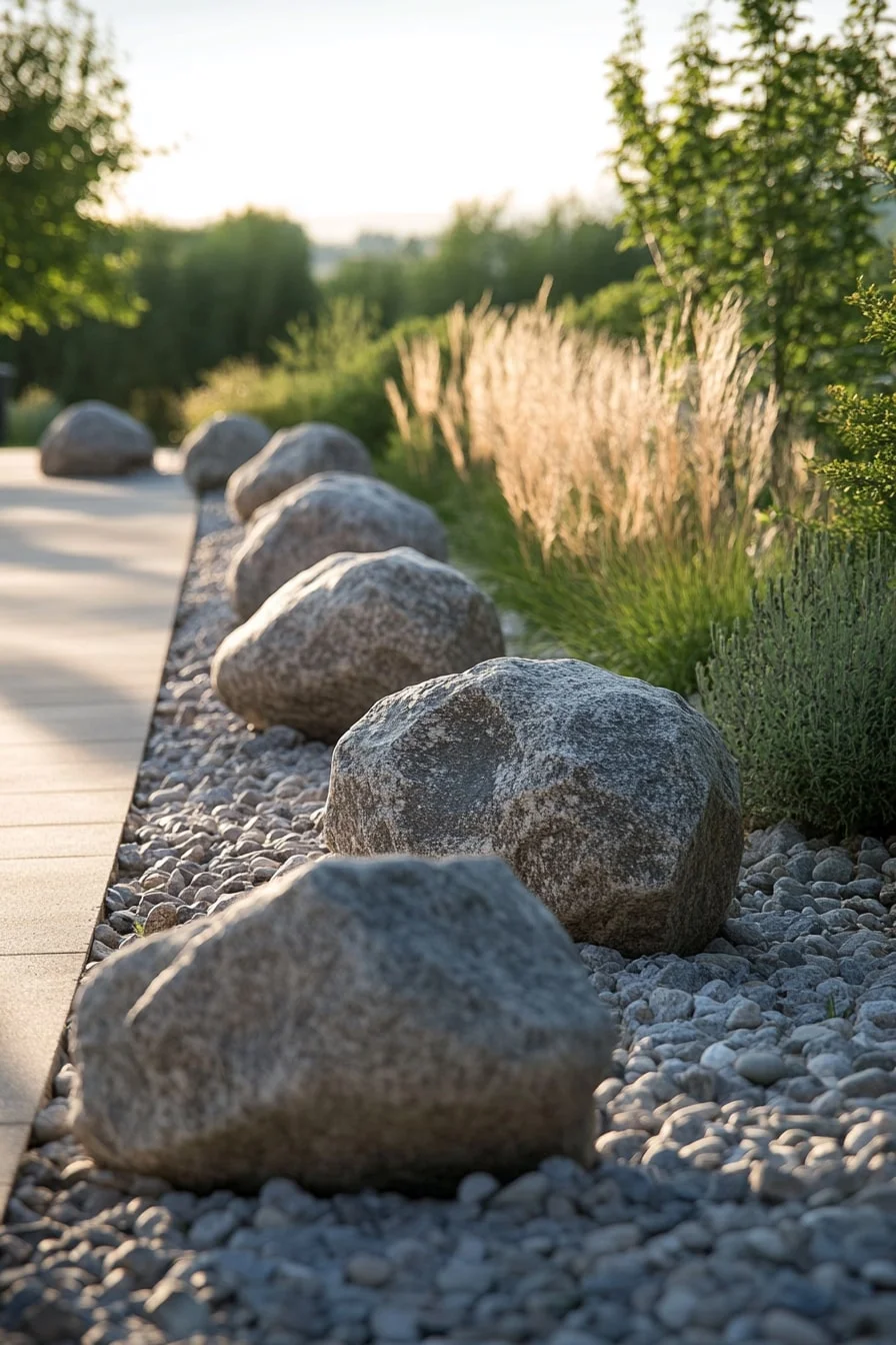 25. Gravel Mound Border with Small Boulders