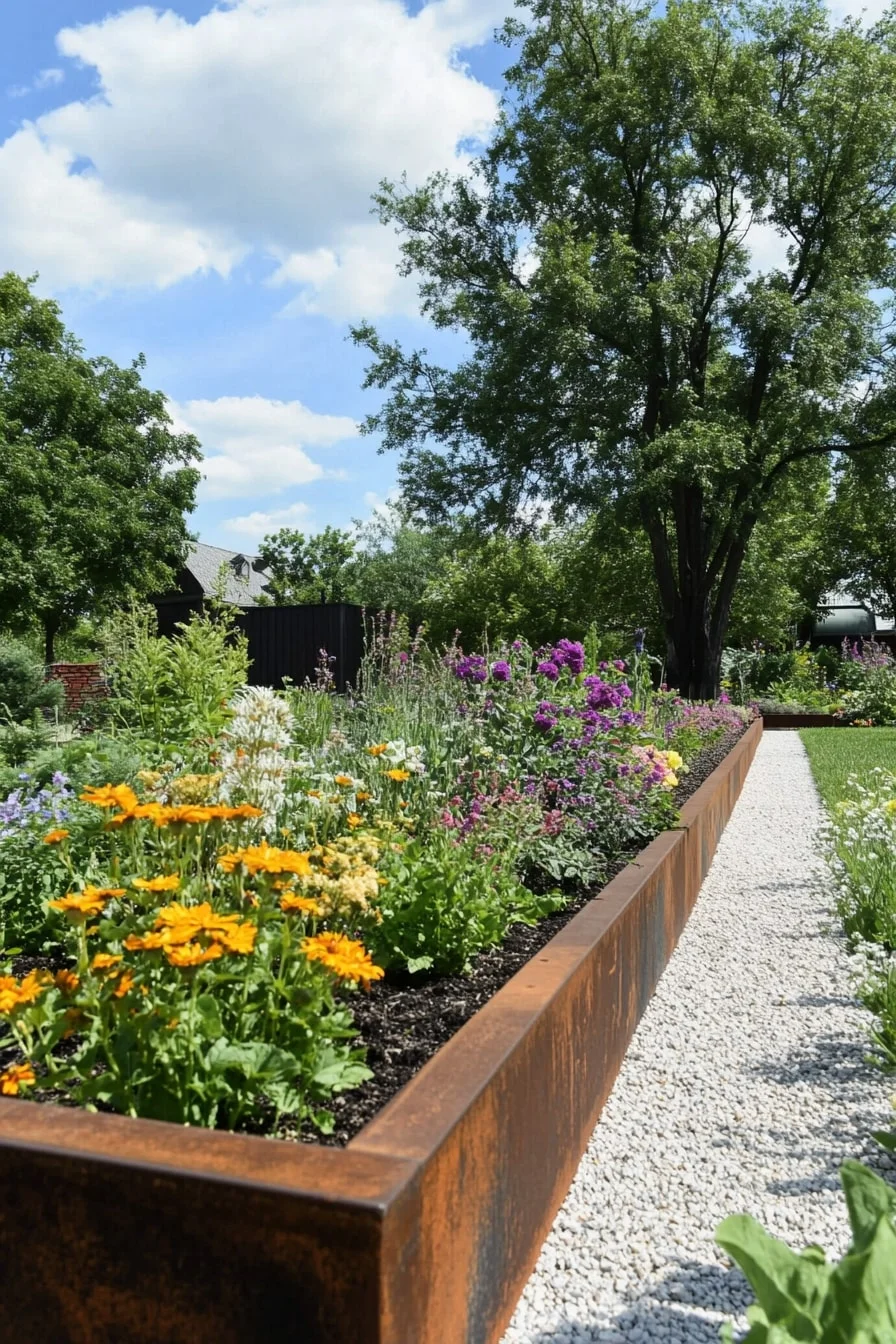 13. Ground-Level Corten Steel Edging