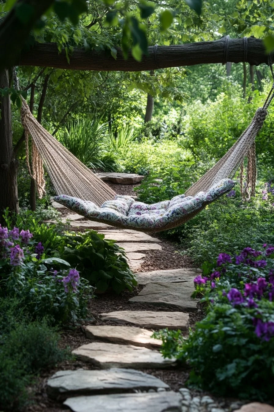 Hammock-Style Bench with Rope Ends