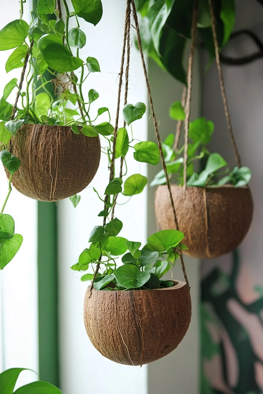 Hanging Coconut Husk Planters
