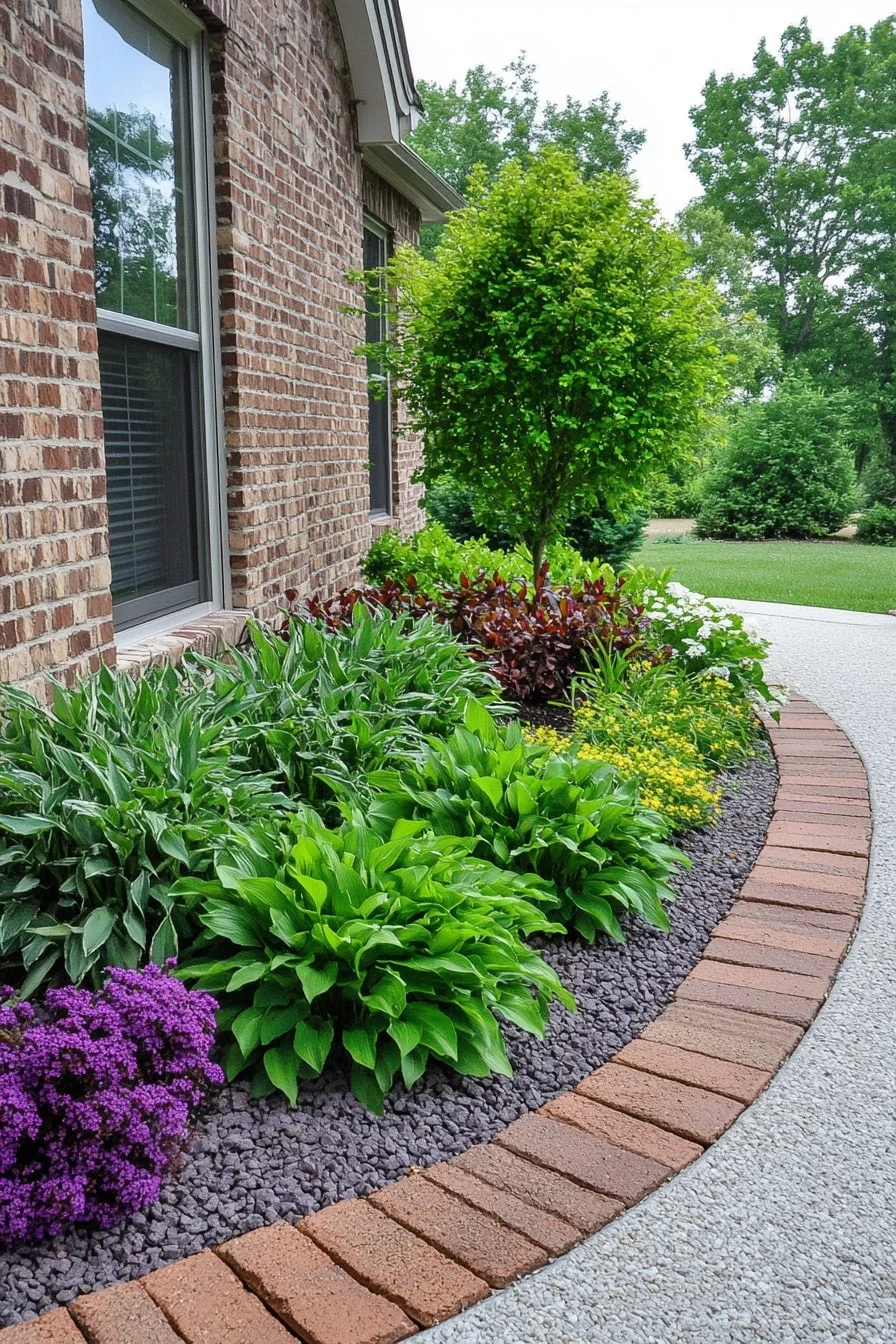35. Layered Brick and Gravel Combo Border