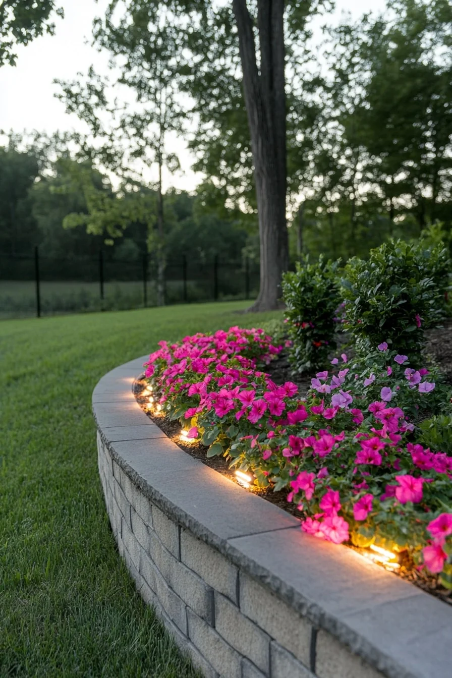 29. Low Brick Raised Beds With Border Lighting