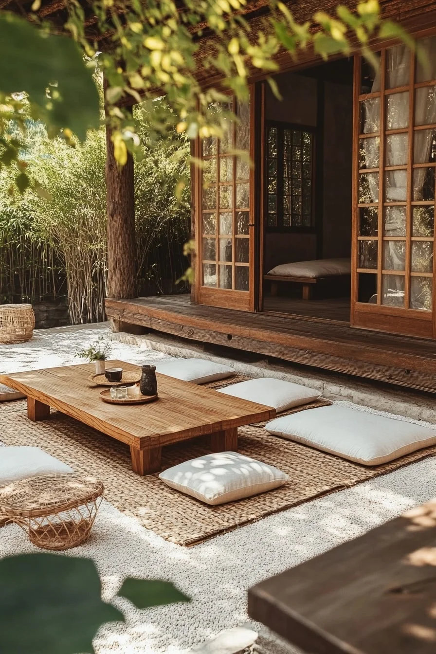 Low Coffee Table with Floor Cushions