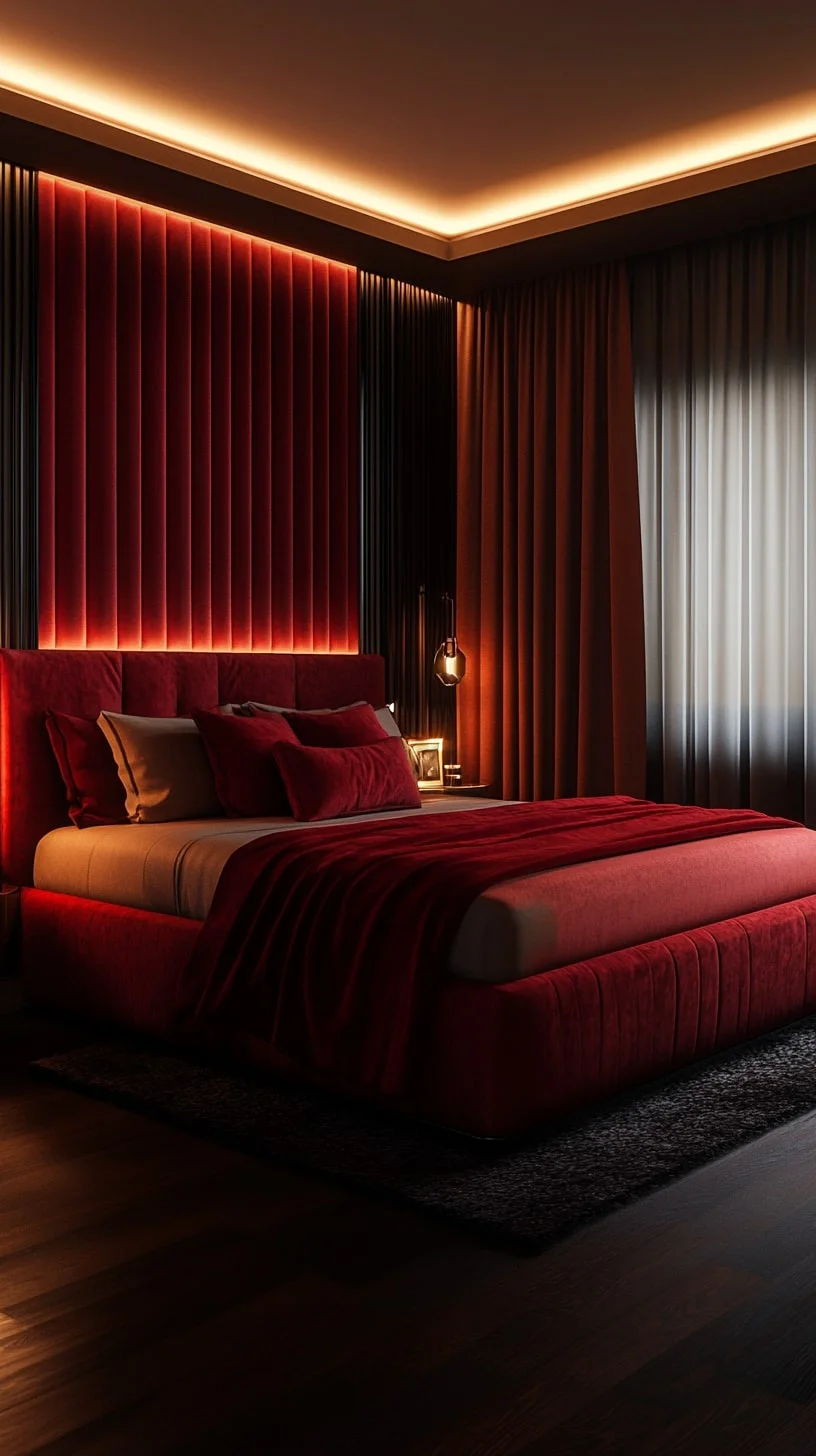 Luxury Red Hotel-Style Bedroom