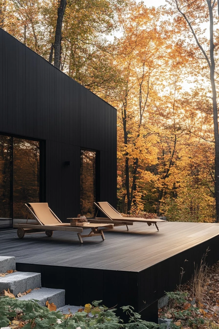 Matte Black Deck with Wood Furniture
